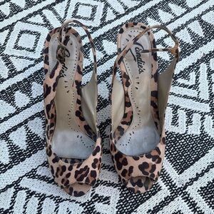 y2k leopard Print Slingback Heels